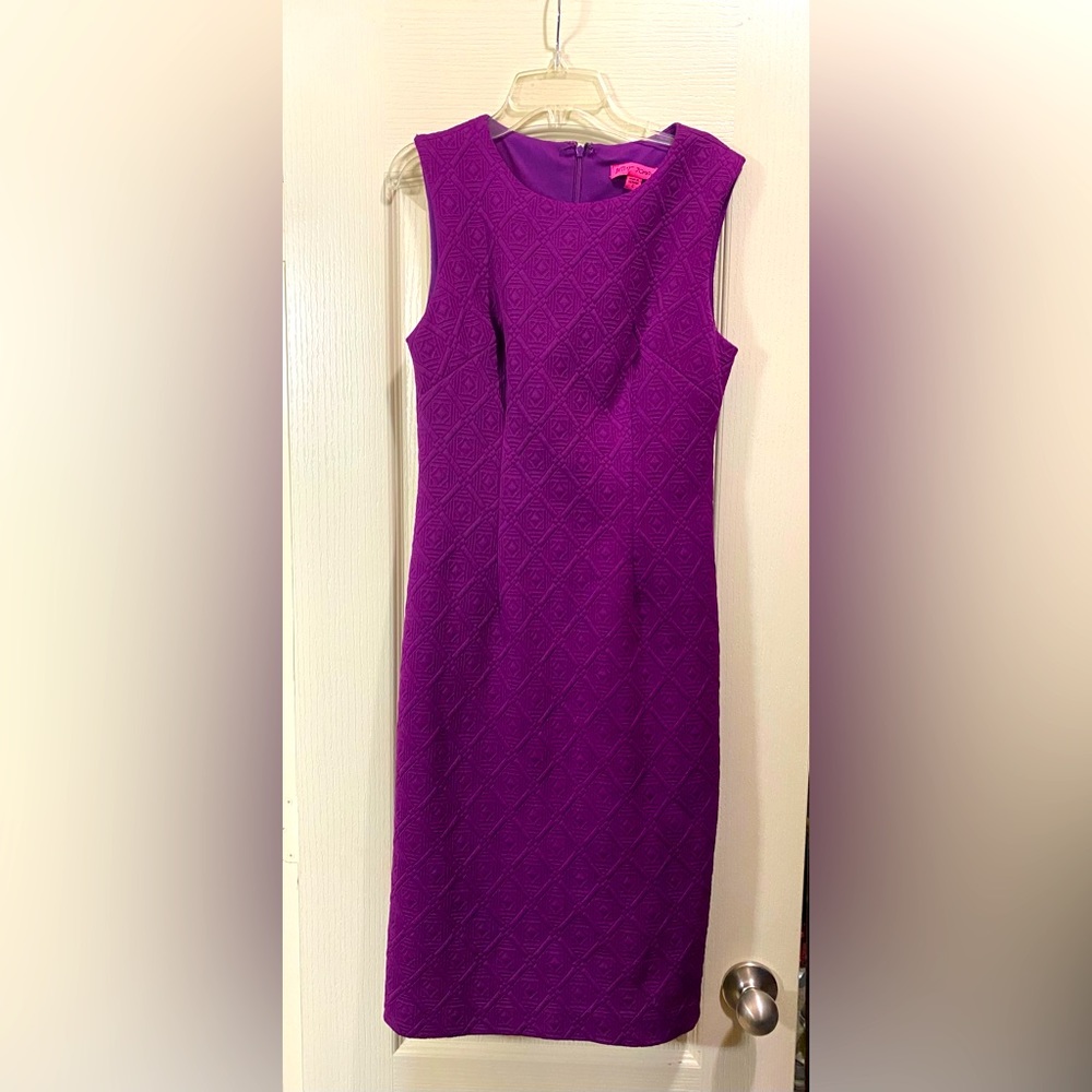 Vintage Purple Betsy Johnson Sleeveless Body Contour Geometric Dress Size 2